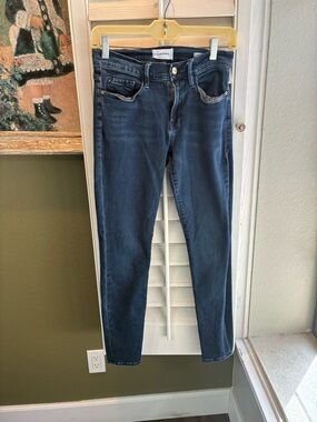 Frame Denim Indigo High-Rise Skinny Jeans